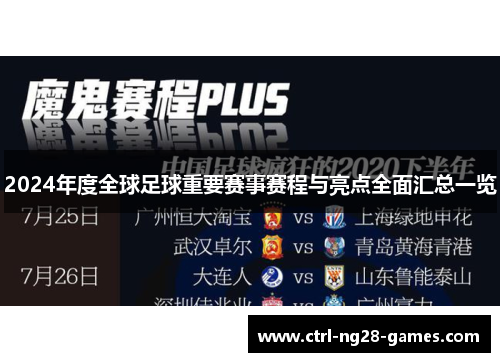 2024年度全球足球重要赛事赛程与亮点全面汇总一览 2024年度全球足球重要赛事赛程与亮点全面汇总一览