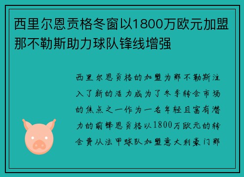西里尔恩贡格冬窗以1800万欧元加盟那不勒斯助力球队锋线增强